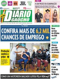 Capa do jornal Diário Gaúcho 08/04/2025