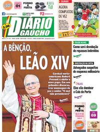 Capa do jornal Diário Gaúcho 09/05/2025