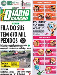 Capa do jornal Diário Gaúcho 10/01/2025