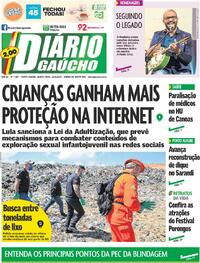 Capa do jornal Diário Gaúcho 18/09/2025