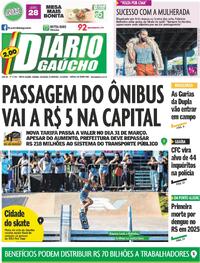 Capa do jornal Diário Gaúcho 22/03/2025