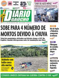 Capa do jornal Diário Gaúcho 23/06/2025