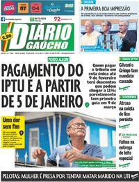 Capa do jornal Diário Gaúcho 23/12/2025