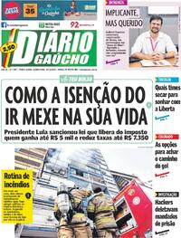 Capa do jornal Diário Gaúcho 27/11/2025