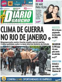 Capa do jornal Diário Gaúcho 29/10/2025
