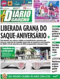 Capa do jornal Diário Gaúcho 29/12/2025