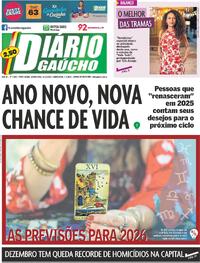Capa do jornal Diário Gaúcho 31/12/2025