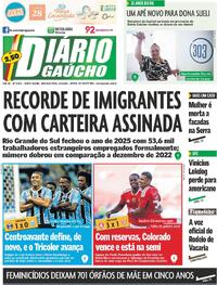 Capa do jornal Diário Gaúcho 09/02/2026