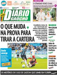 Capa do jornal Diário Gaúcho 13/03/2026