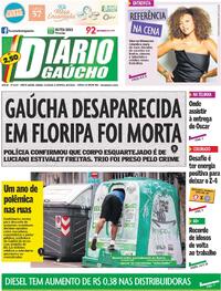 Capa do jornal Diário Gaúcho 14/03/2026