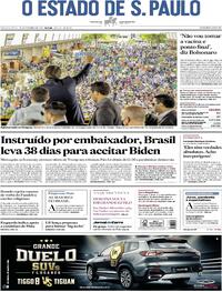 Capa do jornal Estadão 16/12/2020