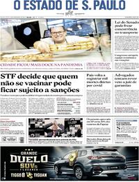 Capa do jornal Estadão 18/12/2020