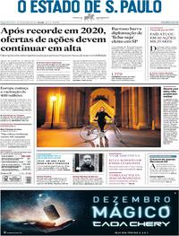 Capa do jornal Estadão 28/12/2020