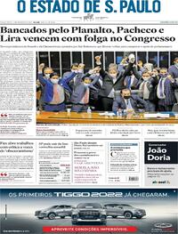 Capa do jornal Estadão 02/02/2021