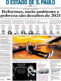 Capa do jornal Estadão 03/01/2021