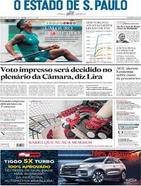 Capa do jornal Estadão 07/08/2021
