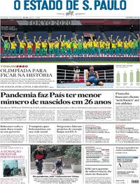 Capa do jornal Estadão 08/08/2021