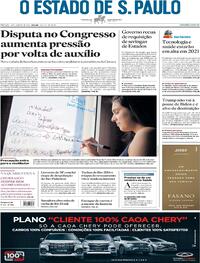Capa do jornal Estadão 09/01/2021