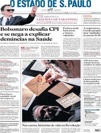 Capa do jornal Estadão 09/07/2021