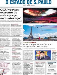Capa do jornal Estadão 09/08/2021