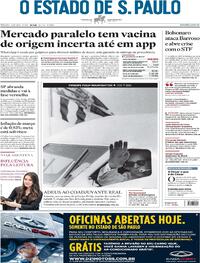 Capa do jornal Estadão 10/04/2021