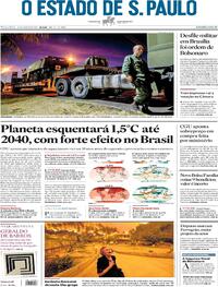 Capa do jornal Estadão 10/08/2021