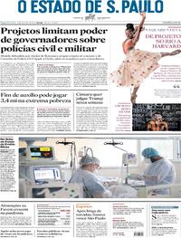Capa do jornal Estadão 11/01/2021