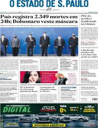 Capa do jornal Estadão 11/03/2021