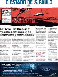 Capa do jornal Estadão 11/09/2021
