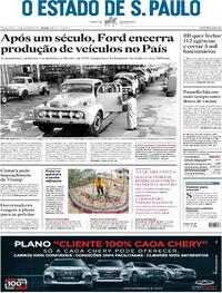 Capa do jornal Estadão 12/01/2021