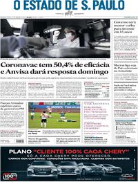 Capa do jornal Estadão 13/01/2021