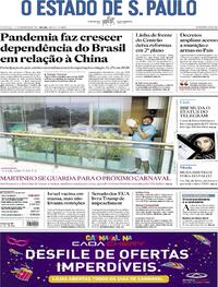Capa do jornal Estadão 14/02/2021