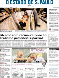 Capa do jornal Estadão 15/08/2021