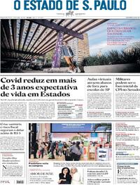 Capa do jornal Estadão 19/04/2021