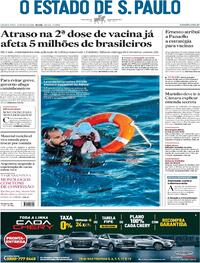 Capa do jornal Estadão 19/05/2021