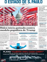 Capa do jornal Estadão 20/01/2021