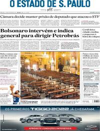 Capa do jornal Estadão 20/02/2021