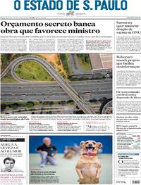 Capa do jornal Estadão 20/09/2021