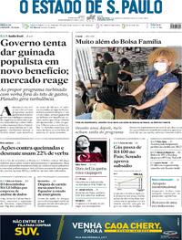 Capa do jornal Estadão 20/10/2021