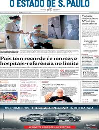 Capa do jornal Estadão 26/02/2021