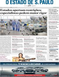 Capa do jornal Estadão 27/02/2021