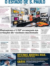Capa do jornal Estadão 27/03/2021