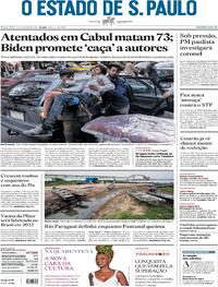 Capa do jornal Estadão 27/08/2021