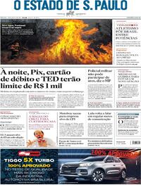 Capa do jornal Estadão 28/08/2021