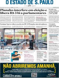 Capa do jornal Estadão 29/01/2021