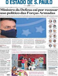Capa do jornal Estadão 30/03/2021