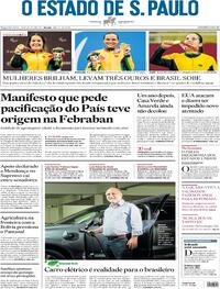 Capa do jornal Estadão 30/08/2021