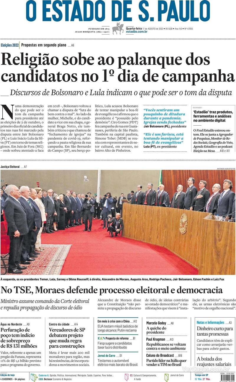 Capa do jornal Estadão 26/11/2021