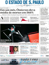 Capa do jornal Estadão 03/02/2022