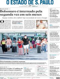 Capa do jornal Estadão 04/01/2022